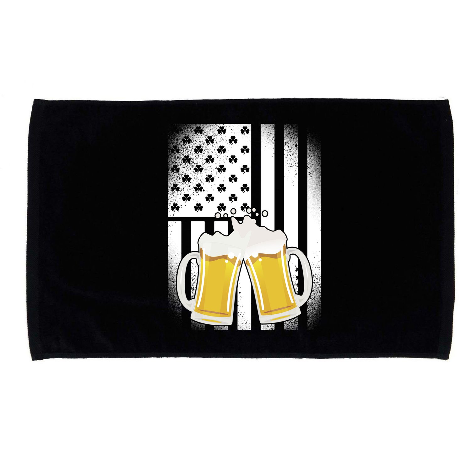 St. Patricks Day Beer Shamrock American Flag Microfiber Hand Towel