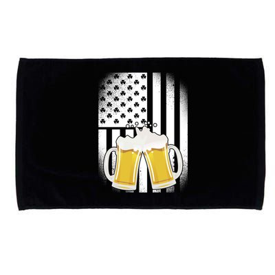 St. Patricks Day Beer Shamrock American Flag Microfiber Hand Towel