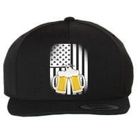 St. Patricks Day Beer Shamrock American Flag Wool Snapback Cap