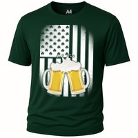 St. Patricks Day Beer Shamrock American Flag Performance Shirt