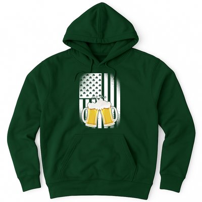 St. Patricks Day Beer Shamrock American Flag Hoodie