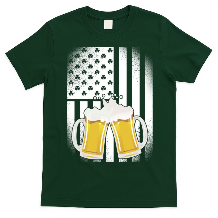 St. Patricks Day Beer Shamrock American Flag T-Shirt