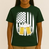 St. Patricks Day Beer Shamrock American Flag T-Shirt