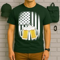 St. Patricks Day Beer Shamrock American Flag T-Shirt