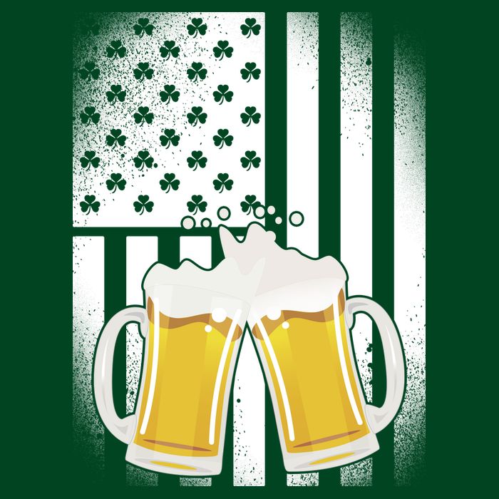 St. Patricks Day Beer Shamrock American Flag Button