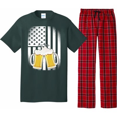 St. Patricks Day Beer Shamrock American Flag Pajama Set