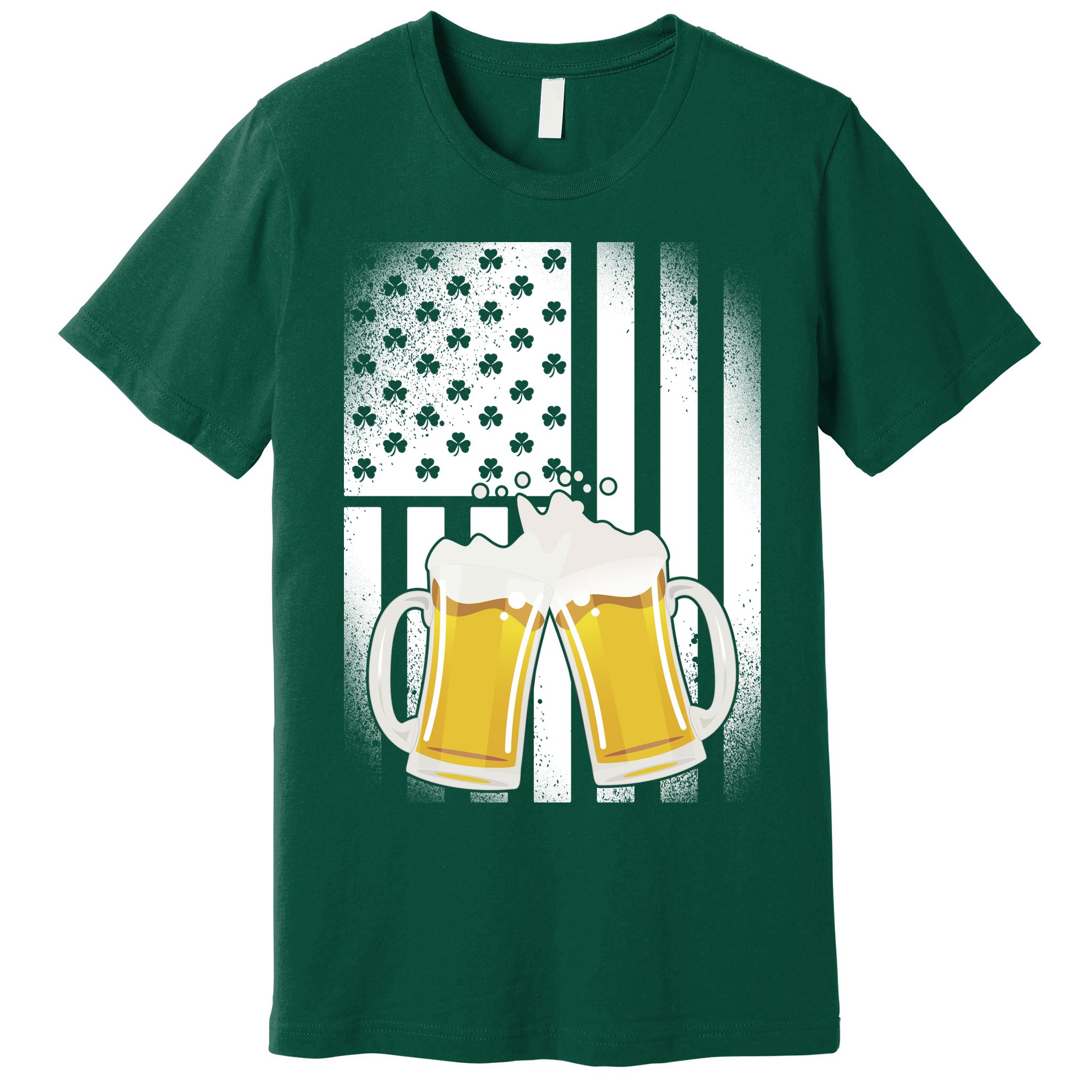 St. Patricks Day Beer Shamrock American Flag Premium T-Shirt