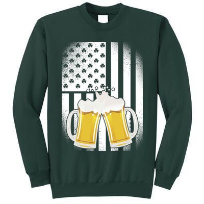 St. Patricks Day Beer Shamrock American Flag Tall Sweatshirt