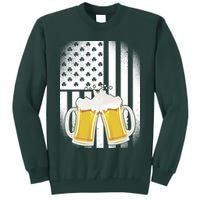 St. Patricks Day Beer Shamrock American Flag Tall Sweatshirt