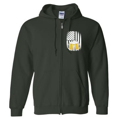 St. Patricks Day Beer Shamrock American Flag Full Zip Hoodie