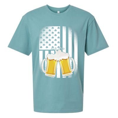 St. Patricks Day Beer Shamrock American Flag Sueded Cloud Jersey T-Shirt