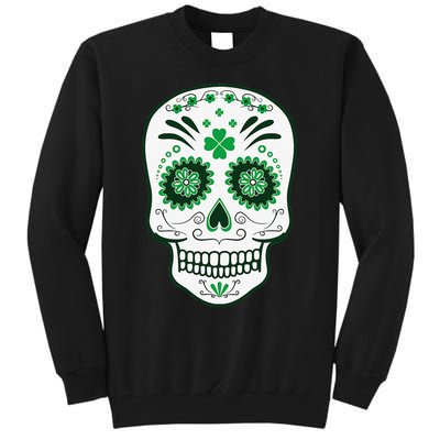 Saint Patrick's Day Lucky Irish Sugar Skull Tall Sweatshirt