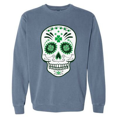 Saint Patrick's Day Lucky Irish Sugar Skull Garment-Dyed Sweatshirt