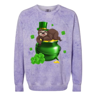 Saint Patrick's Day Gift For Sloth Lovers Women Colorblast Crewneck Sweatshirt