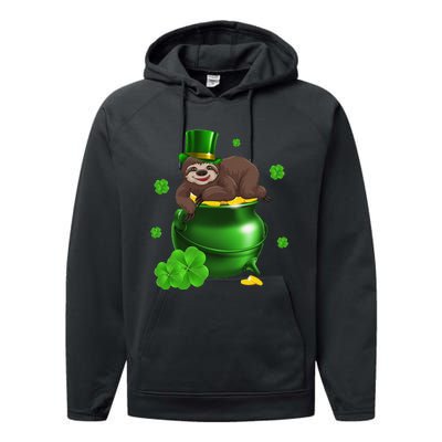 Saint Patrick's Day Gift For Sloth Lovers Women Performance Fleece Hoodie