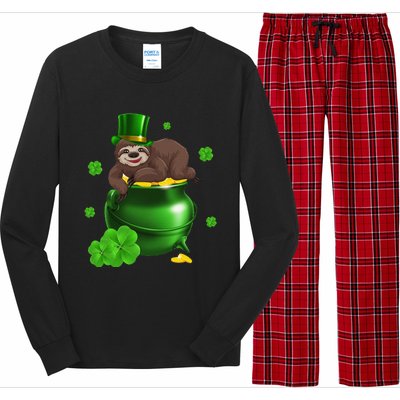 Saint Patrick's Day Gift For Sloth Lovers Women Long Sleeve Pajama Set