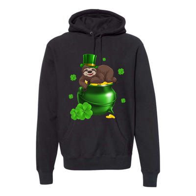 Saint Patrick's Day Gift For Sloth Lovers Women Premium Hoodie