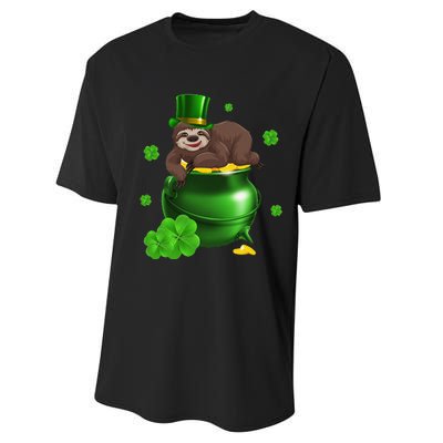 Saint Patrick's Day Gift For Sloth Lovers Women Performance Sprint T-Shirt