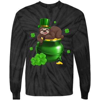 Saint Patrick's Day Gift For Sloth Lovers Women Tie-Dye Long Sleeve Shirt