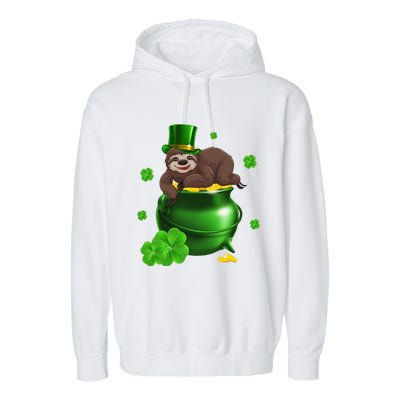 Saint Patrick's Day Gift For Sloth Lovers Women Garment-Dyed Fleece Hoodie