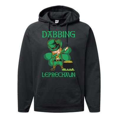 St Patricks Day Dabbing Leprechaun Boys Girls Men Performance Fleece Hoodie