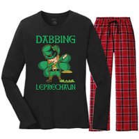 St Patricks Day Dabbing Leprechaun Boys Girls Men Women's Long Sleeve Flannel Pajama Set 