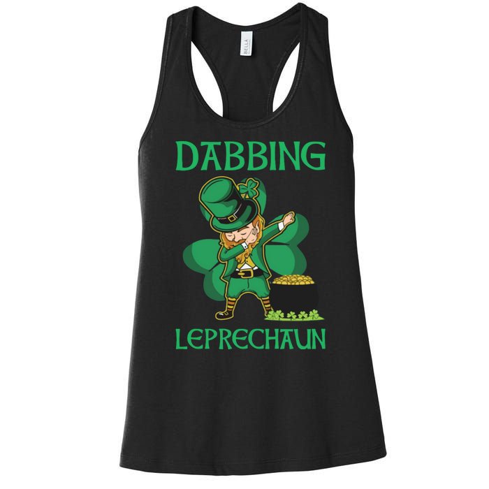 St Patricks Day Dabbing Leprechaun Boys Girls Men Women's Racerback Tank