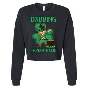 St Patricks Day Dabbing Leprechaun Boys Girls Men Cropped Pullover Crew