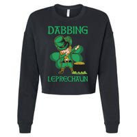 St Patricks Day Dabbing Leprechaun Boys Girls Men Cropped Pullover Crew