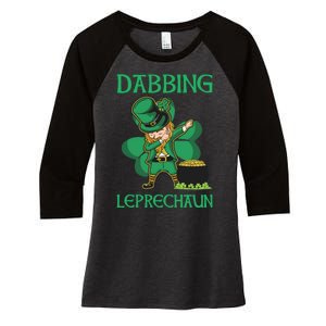 St Patricks Day Dabbing Leprechaun Boys Girls Men Women's Tri-Blend 3/4-Sleeve Raglan Shirt