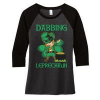 St Patricks Day Dabbing Leprechaun Boys Girls Men Women's Tri-Blend 3/4-Sleeve Raglan Shirt