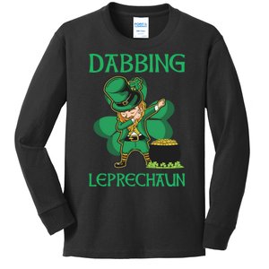 St Patricks Day Dabbing Leprechaun Boys Girls Men Kids Long Sleeve Shirt