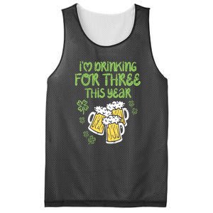 St Patricks Day For Three Im Drinking Pregnancy Dad Baby Gift Mesh Reversible Basketball Jersey Tank