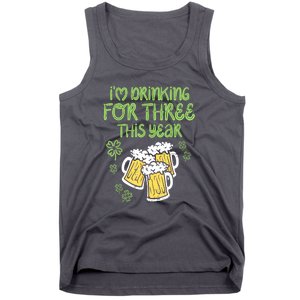 St Patricks Day For Three Im Drinking Pregnancy Dad Baby Gift Tank Top