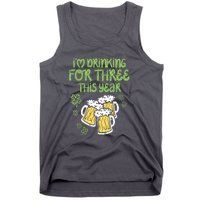 St Patricks Day For Three Im Drinking Pregnancy Dad Baby Gift Tank Top