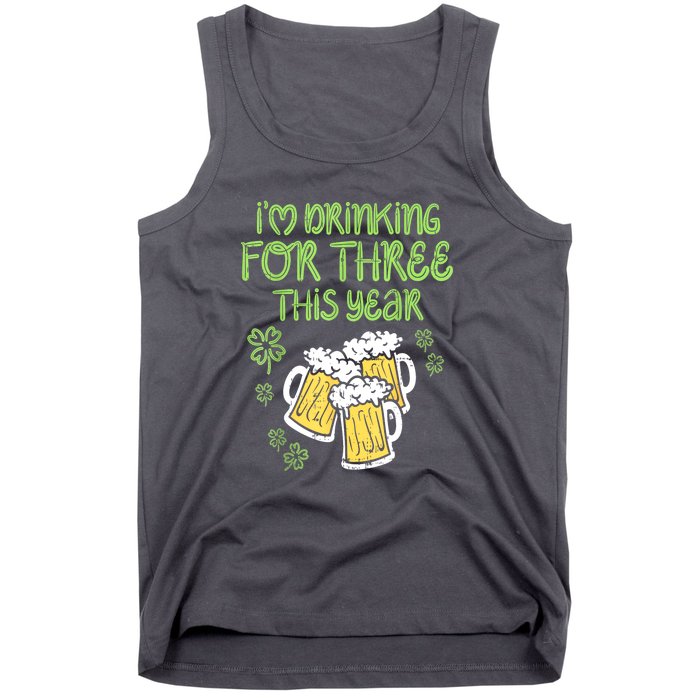 St Patricks Day For Three Im Drinking Pregnancy Dad Baby Gift Tank Top