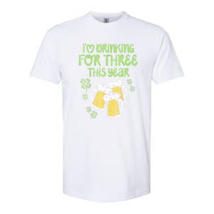 St Patricks Day For Three Im Drinking Pregnancy Dad Baby Gift Softstyle CVC T-Shirt