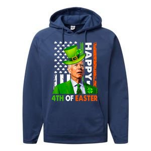 St Patricks Day Funny Joe Happy Easter Leprechaun Biden Gift Performance Fleece Hoodie