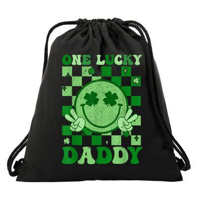 St Patricks Day Family Matching Groovy One Lucky Daddy Drawstring Bag