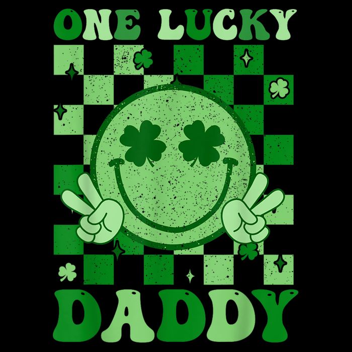 St Patricks Day Family Matching Groovy One Lucky Daddy Drawstring Bag