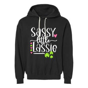 St Patricks Day Baby Sassy Little Lassie Garment-Dyed Fleece Hoodie