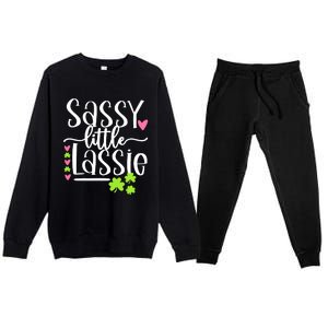 St Patricks Day Baby Sassy Little Lassie Premium Crewneck Sweatsuit Set