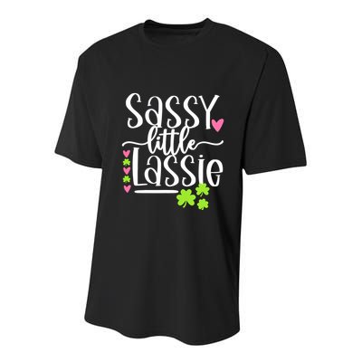 St Patricks Day Baby Sassy Little Lassie Youth Performance Sprint T-Shirt
