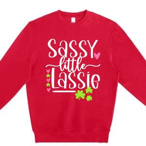 St Patricks Day Baby Sassy Little Lassie Premium Crewneck Sweatshirt