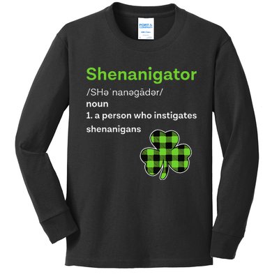 Saint Patrick's Day Gifts Shenanigator Funny Shenanigans Kids Long Sleeve Shirt