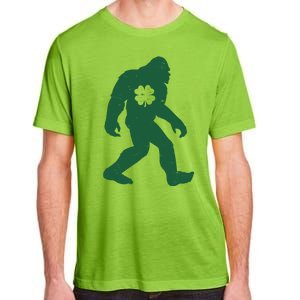 St Patricks Day Lucky Shamrock Clover Big Foot Sasquatch Yeti Adult ChromaSoft Performance T-Shirt