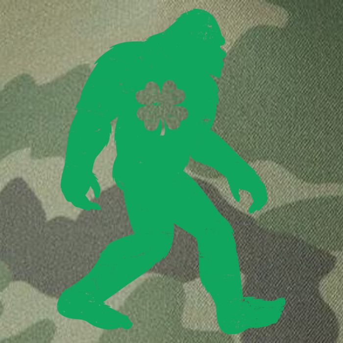 St Patricks Day Lucky Shamrock Clover Big Foot Sasquatch Yeti Legacy Tie Dye Trucker Hat