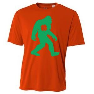 St Patricks Day Lucky Shamrock Clover Big Foot Sasquatch Yeti Cooling Performance Crew T-Shirt