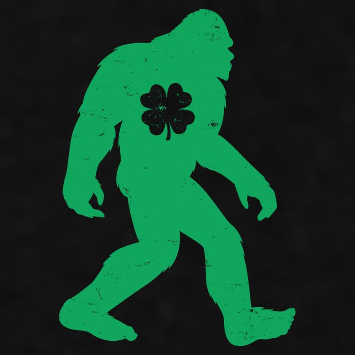 St Patricks Day Lucky Shamrock Clover Big Foot Sasquatch Yeti Ladies PosiCharge Tri-Blend Wicking Tank