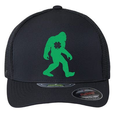 St Patricks Day Lucky Shamrock Clover Big Foot Sasquatch Yeti Flexfit Unipanel Trucker Cap